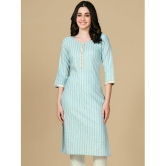 Glomee - Light Blue Cotton Blend Womens Straight Kurti ( Pack of 1 ) - None