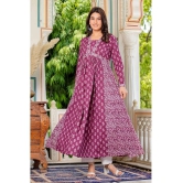 Vbuyz Cotton Printed Anarkali Womens Kurti - Lavender ( Pack of 1 ) - None