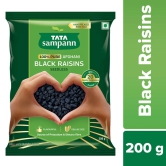 Tata Sampann 100% Pure Afghani Black Raisins Seedless | Kali Kishmish | Kali Draksh | Dry Fruits | Flavourful & Delicious Snack | Source of Potassium & Dietary Fibre | 200 g