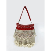 FHS Party Wear Red Multicoloured Sequins StyleHand Bag