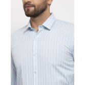 Indian Needle Blue Mens Cotton Striped Formal Shirts-L / Blue