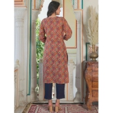 Vbuyz Cotton Printed Straight Womens Kurti - Maroon ( Pack of 1 ) - None