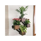 BARISH - Wall Mounted Planter - Diamond | Handcrafted with Rubberwood | Indoor Planter Frame with Stand 25 x 25 x 6 Inches - Walnut