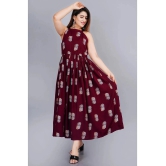 SIPET - Maroon Rayon Womens Flared Kurti ( Pack of 2 ) - None