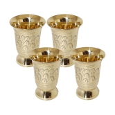 A & H ENTERPRISES - Daily Use Brass Glasses 200 ml ( Pack of 4 )