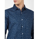 UrbanMark Mens 100% Cotton Full Sleeves Slim Fit Printed Casual Shirt-Navy - None