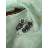 Jharna oxidised silver earring with chain details