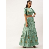 Om Shantam Sarees Green,Pink Silk Blends Chaniya Choli Semi Stitched Lehenga Single - Free Size