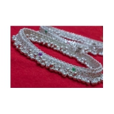 AanyaCentric Combo of 2 Pair Silver Plated White Metal Indian Traditional Ethnic Payal Anklets - Silver