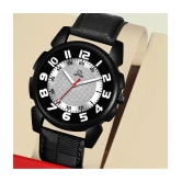 Septem Black Leather Analog Mens Watch