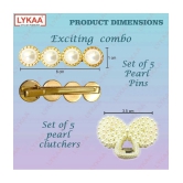 Lykaa Stylish Fancy Pearl Hair Clips, Rhinestone Crystal Golden Hair Pins (Pack of 10) Multicolor - Multi