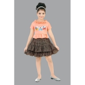 Coxxup Peach Crepe Girls Top With Skirt ( Pack of 1 ) - None