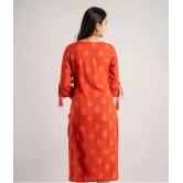 MAUKA - Orange Rayon Womens Straight Kurti ( Pack of 1 ) - None