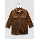 Stripe Textured Brown Full Sleeve Shirt-S / Brown