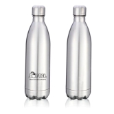 Softel Stainless Steel 1000 ML Vacuum Bottle | Hot & Cold | Silver | 1 Pc