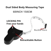 Automatic Telescopic Body Measuring Tape 60 inch(150cm),Lock Pin & Push Button Retract,Self-Tightening Body Measure,Retractable Accurate Waist Measuring Tape (Black)