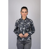 OWO THE LABEL Printed shirt for women western wear stylish shirt for women party wear and daily user Black Digital Print Long Sleeves Shirt (OTL-SHRT-1004)-Black / L