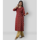 FABRR - Maroon Straight Cotton Women''s Stitched Salwar Suit ( Pack of 1 ) - M