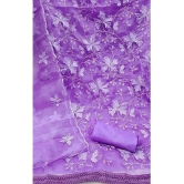 A TO Z CART Unstitched Cotton Embroidered Dress Material - Lavender ( Pack of 1 ) - Lavender