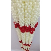 Smizzy Decioration Flowers Garlands for Home Decoration Plastic and Fabric (White Mogra/Jasmine with Red Roses, 5 feet, Pack of 4) Toran Garland String for Home Door Decoration Wedding Pooja Room