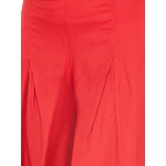 Women Red Flared Solid Palazzos