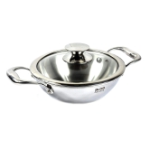 Alda Vitale Tri Ply Stainless Steel Wok Pan + Glass Lid - 28cm  by Mahavir Home Store