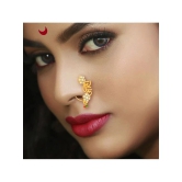 Traditional Maharashtrian Style Gold Plated Nath Nose Ring For Women And Girls - Off White