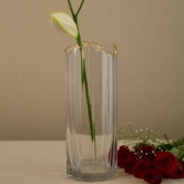 Elate Abstract Glass Vase with Gold Rim | Clear