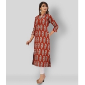 SVARCHI - Maroon Cotton Women''s Straight Kurti ( Pack of 1 ) - XL