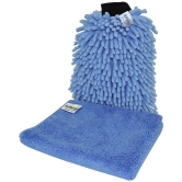 SOFTSPUN SOFTSPUN Microfiber Chenille & Single-Side Gloves 1700 GSM with Towel 380 GSM, 2 Piece Combo Multicolour, Multi-Purpose Super Absorbent and Perfect Wash Clean with Lint-Scratch Free