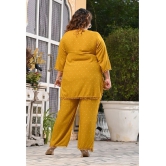 PrettyPlus by Desinoor.com Mustard Self Design Pant Top Set - None