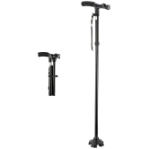 Expertomind Walking Cane | Portable Walking Stick for Old People | LED Light, Foldable, Height Adjustable Walking Stick for Old Men and Women | Black, 82-93.5m