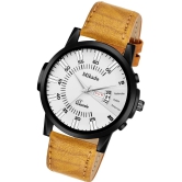 Mikado Brown Leather Analog Mens Watch