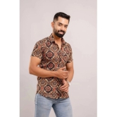 Frionkandy 100% Cotton Regular Fit Printed Half Sleeves Mens Casual Shirt - Brown ( Pack of 1 ) - None