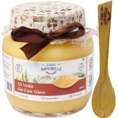 Farm Naturelle A2 Pure Gir Cow Ghee 200ml + 50ml Extra In Glass Bottle | Extra Engraved Virgin Wooden Spoon| 100% Desi Gir Cow Ghee | Vedic Bilona Method-Curd Churned-Golden | Lab Tested Grainy & Aromatic, Keto Friendly | Non-GMO Grassfed, Premium & Tradi