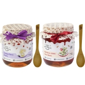 Farm Naturelle Pure Raw Natural Unprocessed Wild Berry (Sidr) Forest Honey and Jamun Forest Honey-(700gm+75gm Extra+Wooden Spoons.) x 2 Sets.