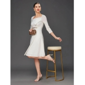 Miss Chase Polyester Solid Knee Length Womens Fit & Flare Dress - Off White ( Pack of 1 ) - None