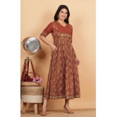 Vbuyz Cotton Printed Anarkali Womens Kurti - Maroon ( Pack of 1 ) - None