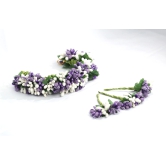 SHG Fashion Art Handmade Purple with White Color Artificial Veni Flowers with 3 Pins | Floral Wedding Bridesmaid Hair Jewellery (Purple with White)