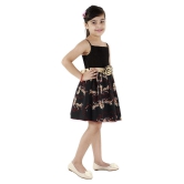 Kids Cave Dress for girls Fit And Flare Regular Fit Knee Length Fabric Polycrepe smoking Frock Dress(Color_Black With Animal Print,Size_3 Years to 12 Years) - None