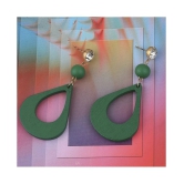 SILVER SHINE Elegant Diamond Light Weight Dangle Wooden Earrings for Girls and Women. - Green