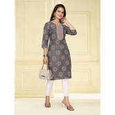 Rangita Women Cotton Dark Grey Printed Knee Length Straight Kurti - None