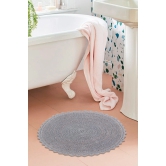 Pure 100% Cotton Luxury Feel Bathroom Mat | Durable Shower Mat | Extra Absorbent Machine Washable Bath Rug Doormat-Light Grey