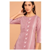 Janasya - Pink Cotton Womens Straight Kurti ( Pack of 1 ) - S