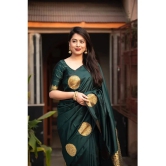 A TO Z CART Banarasi Silk Embellished Saree With Blouse Piece - Green ( Pack of 1 ) - Green