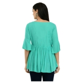 SAAKAA - Turquoise Rayon Women's Empire Top ( ) - 2XL