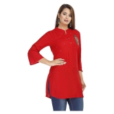 HIGHLIGHT FASHION EXPORT - Red Rayon Womens Straight Kurti ( Pack of 1 ) - L