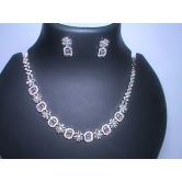 Stunning Cubic Zirconia Tennis Necklace and Stud Earrings Set in White Gold