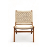 Orchid Homez Hand Woven Lounge Chair Solid Wood Outdoor Chair (Natural, Pre-Assembled) (Off- White)