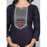 JC4U - Navy Blue Rayon Womens Straight Kurti ( Pack of 1 ) - None